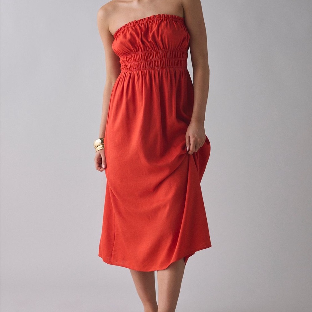 ReMADE By UO EcoVero™ Linen midi dress